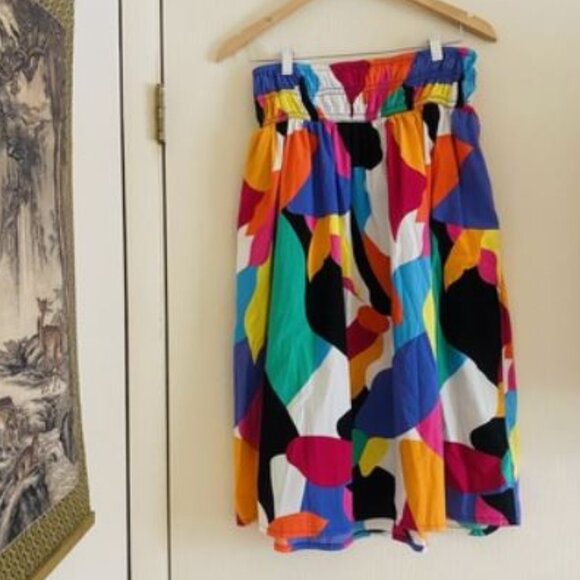 A New Day Marimekko Style High Waist Skirt Elastic Midi Avant Garde M - Picture 1 of 1